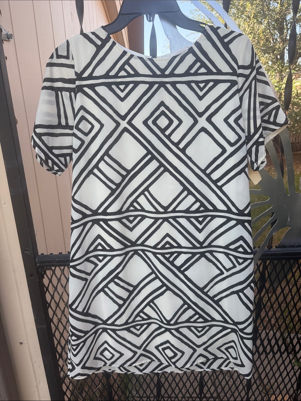 Everly Black and White Geometric Midi Dress